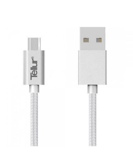 Tellur Data cable, USB to Micro USB, nylon braided, 1m silver