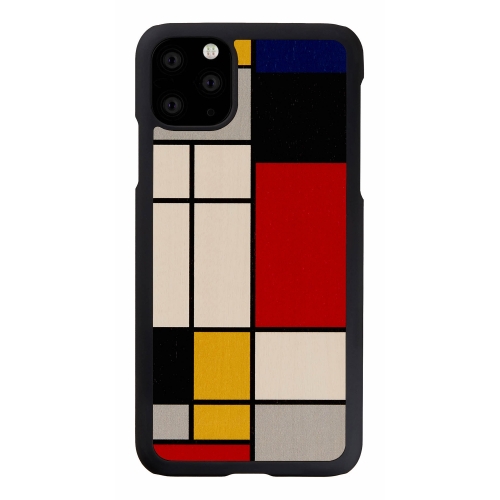MAN AND WOOD Smartphone case for iPhone 11 Pro Max, Mondrian wood, black