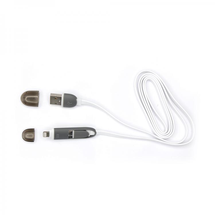 USB to Micro USB + iPhone 5 M/M 1m white 2-in-1 cable